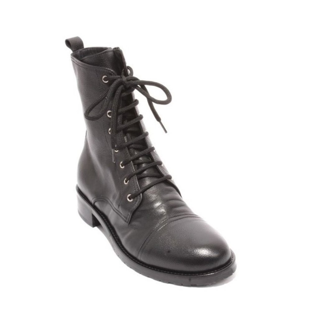Isabelle 312 Black Leather Lace-Up / Zip-Up Ankle Boots